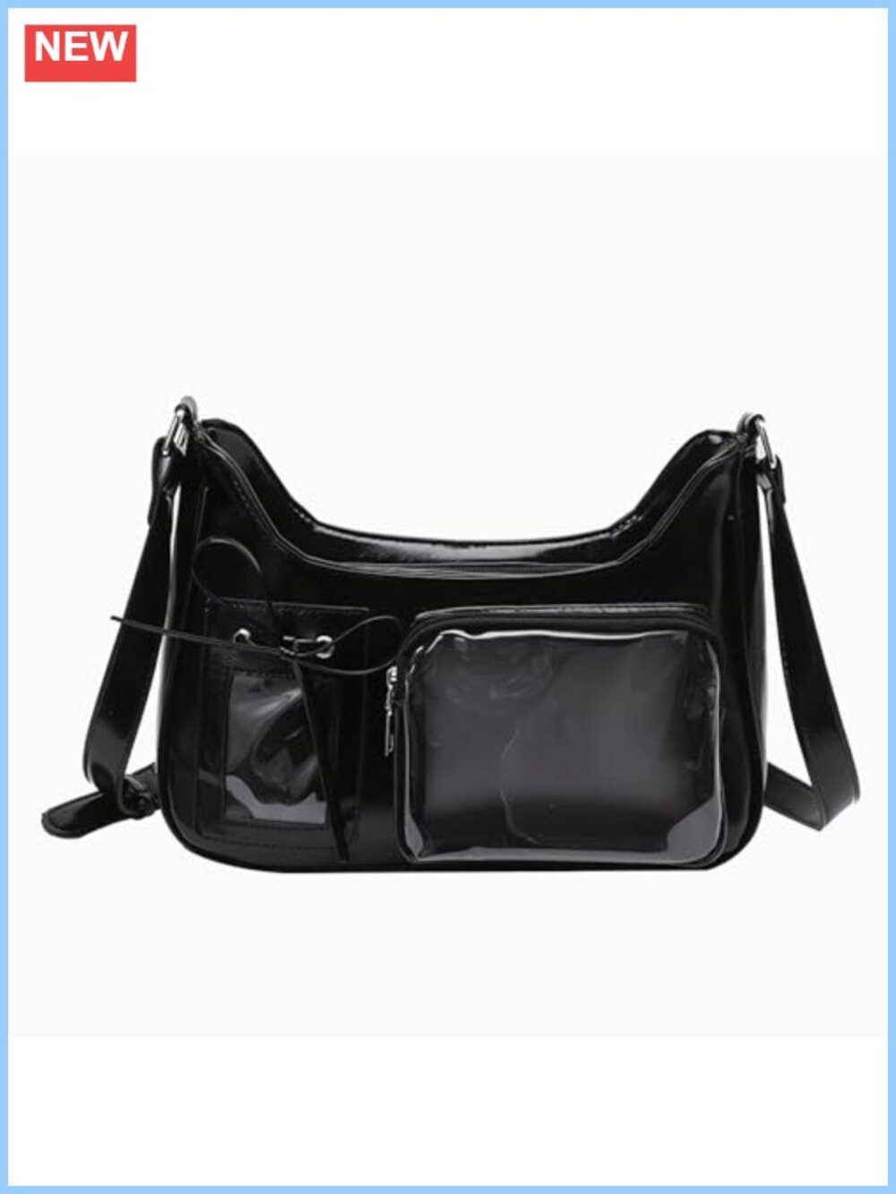 ITA Shoulder Bag PU Crossbody Clear Window Pin Display Kawaii Y2K